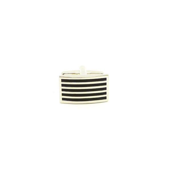 Wild Links - Silver Black Narrow Stripes Cufflinks