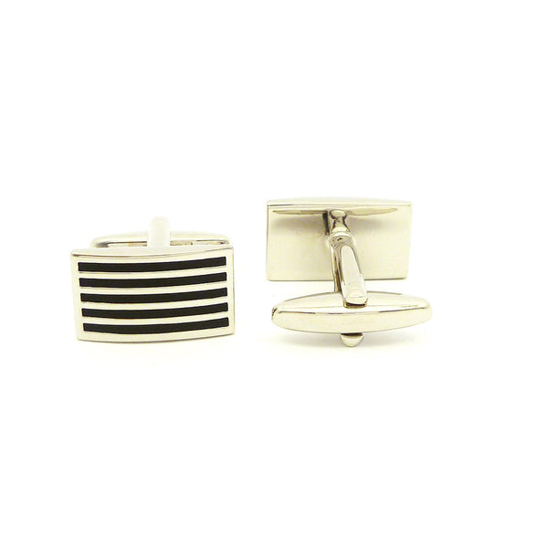 Wild Links - Silver Black Narrow Stripes Cufflinks