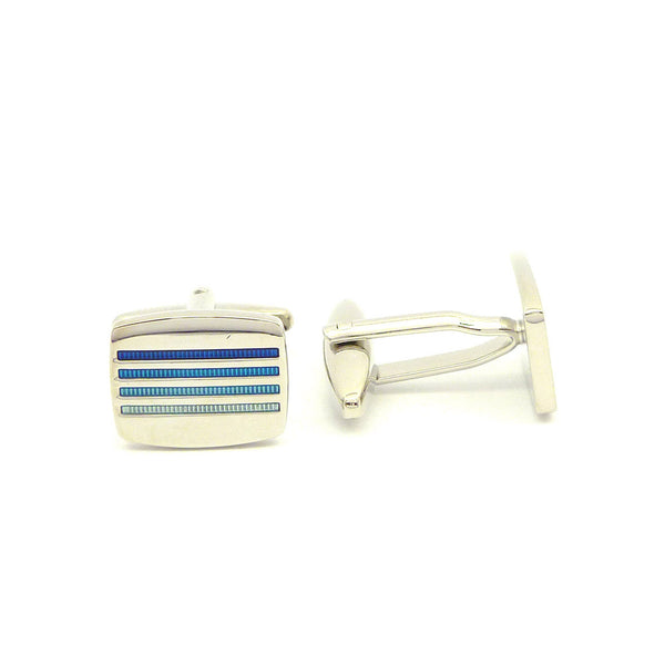 Wild Links - Silver Blue Shades Stripes Cufflinks