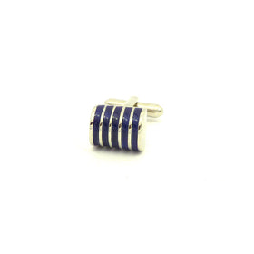 Wild Links - Silver Blue Vertical Stripes Cufflinks