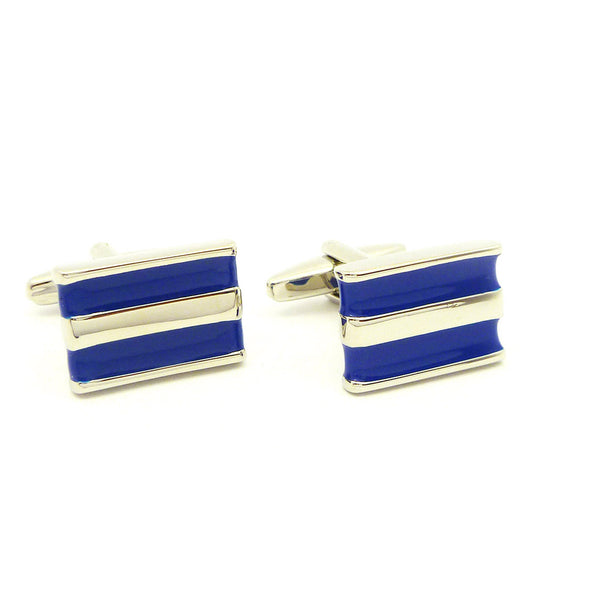 Wild Links - Silver Blue and White Stripes Cufflinks