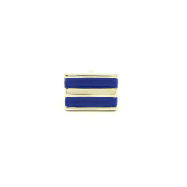 Wild Links - Silver Blue and White Stripes Cufflinks