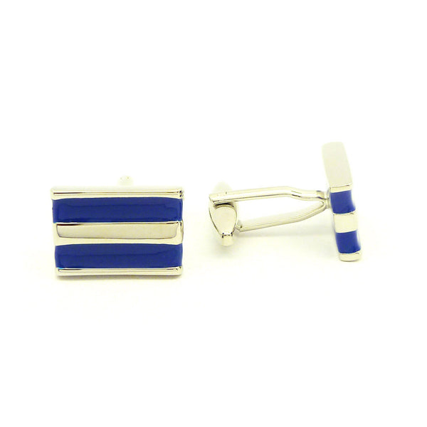 Wild Links - Silver Blue and White Stripes Cufflinks