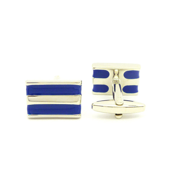 Wild Links - Silver Blue and White Stripes Cufflinks