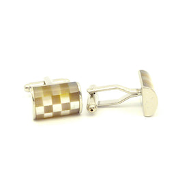 Wild Links - Silver Light Brown Checkers Cufflinks