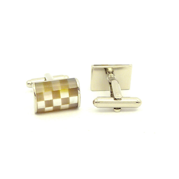Wild Links - Silver Light Brown Checkers Cufflinks
