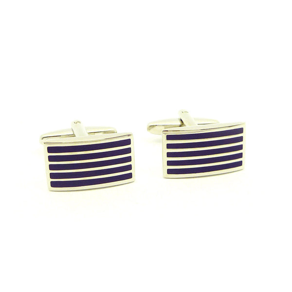 Wild Links - Silver Deep Purple Narrow Stripes Cufflinks