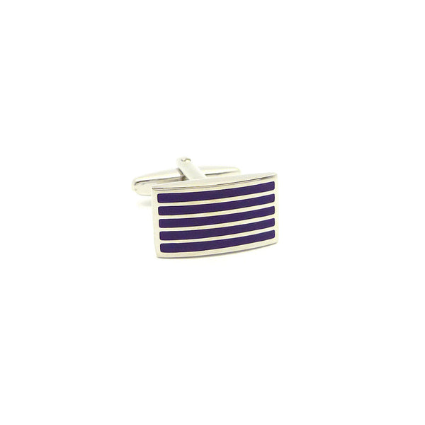 Wild Links - Silver Deep Purple Narrow Stripes Cufflinks
