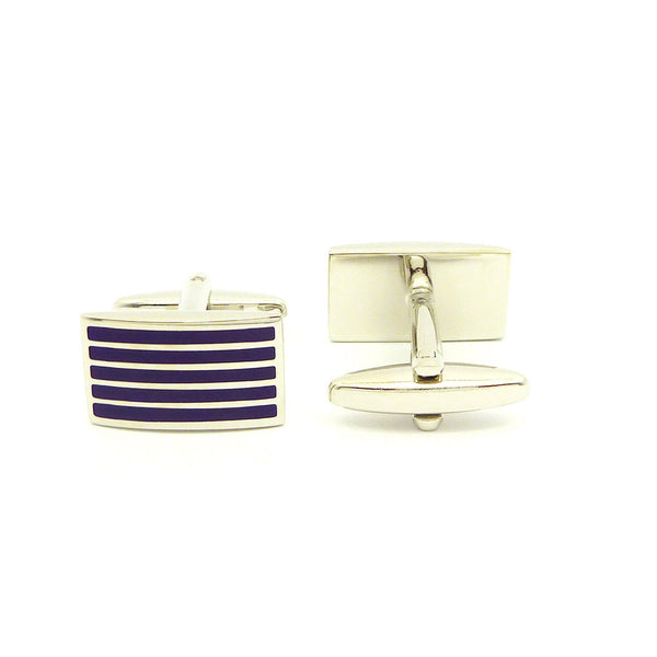 Wild Links - Silver Deep Purple Narrow Stripes Cufflinks