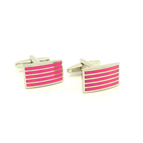 Wild Links - Silver Pink Narrow Stripes Cufflinks