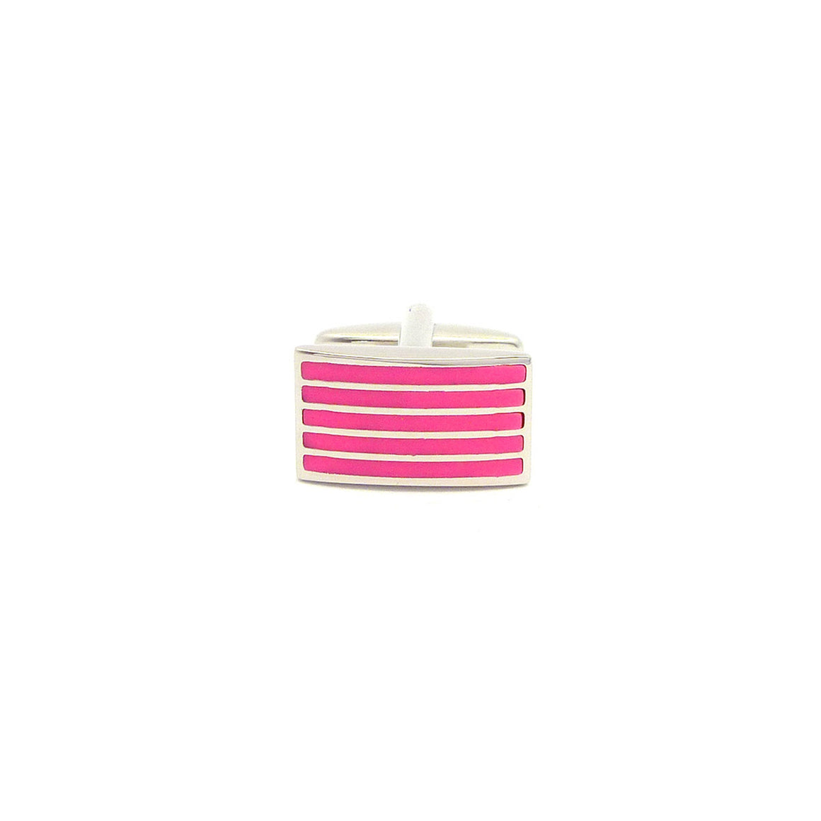 Wild Links - Silver Pink Narrow Stripes Cufflinks