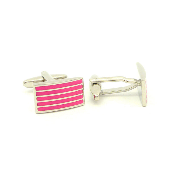 Wild Links - Silver Pink Narrow Stripes Cufflinks