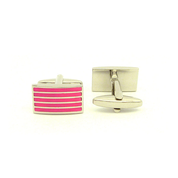 Wild Links - Silver Pink Narrow Stripes Cufflinks