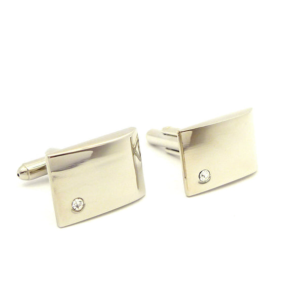 Wild Links - Silver Small Sparkling Stone Cufflinks