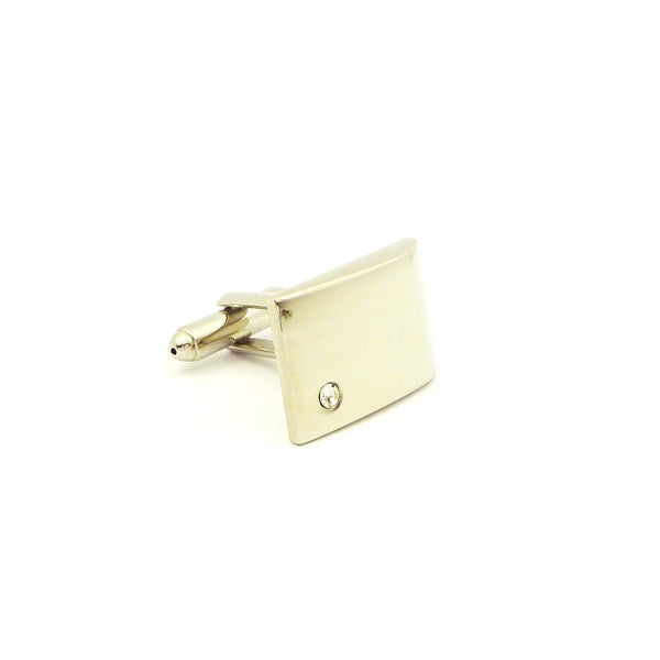 Wild Links - Silver Small Sparkling Stone Cufflinks