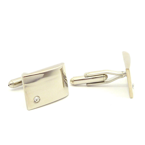 Wild Links - Silver Small Sparkling Stone Cufflinks