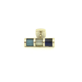 Wild Links - Silver Blue Shade Horizontal Squares Cufflinks