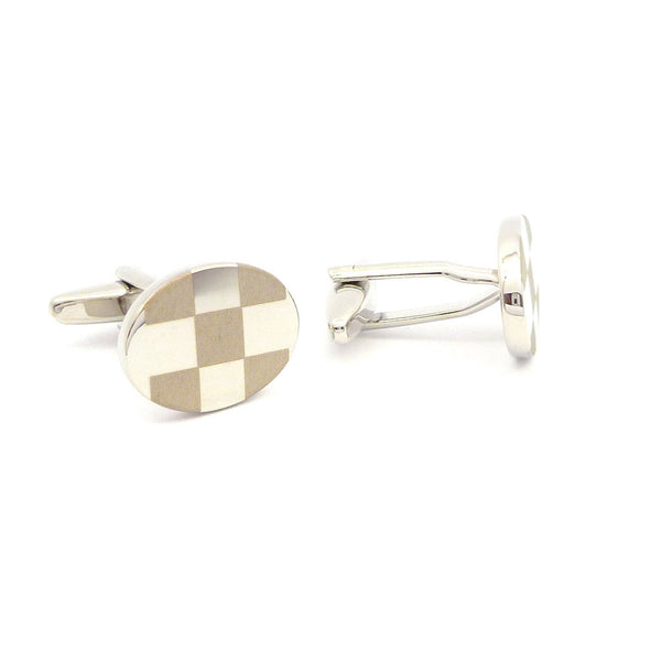 Wild Links - Silver Oval Checkers Cufflinks