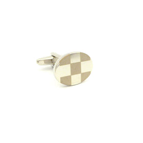 Wild Links - Silver Oval Checkers Cufflinks
