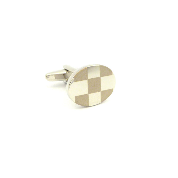 Wild Links - Silver Oval Checkers Cufflinks
