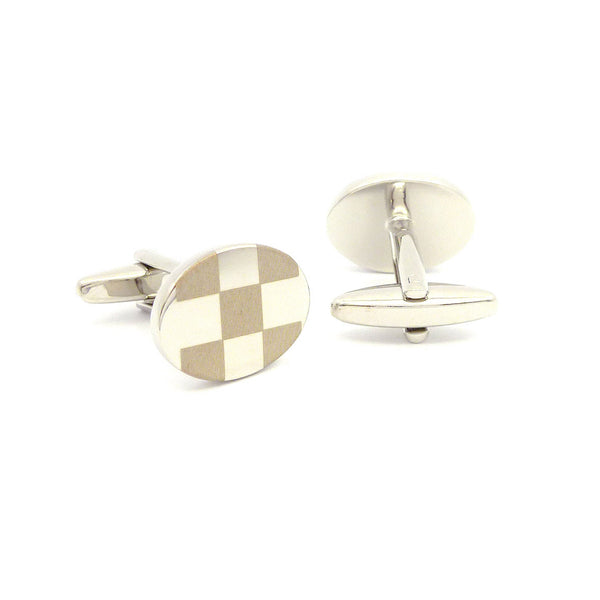 Wild Links - Silver Oval Checkers Cufflinks