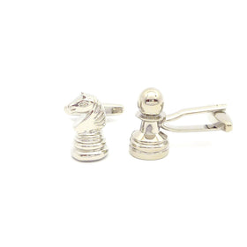 Wild Links - Silver Chess Pawn and Knight Cufflinks