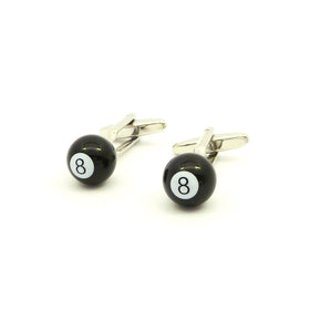 Wild Links - Silver Billiards 8 Ball Cufflinks
